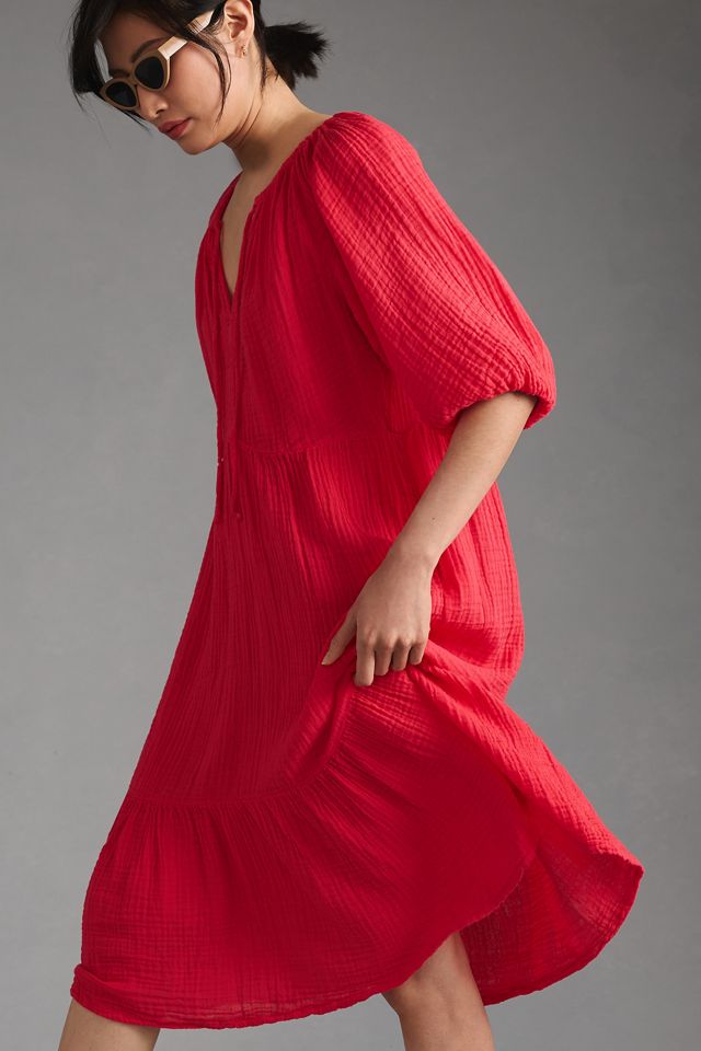 Sundry Tiered Gauze V-Neck Dress #3
