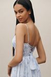 V. Chapman Carmen Corset Front-Slit Ruffled Gown