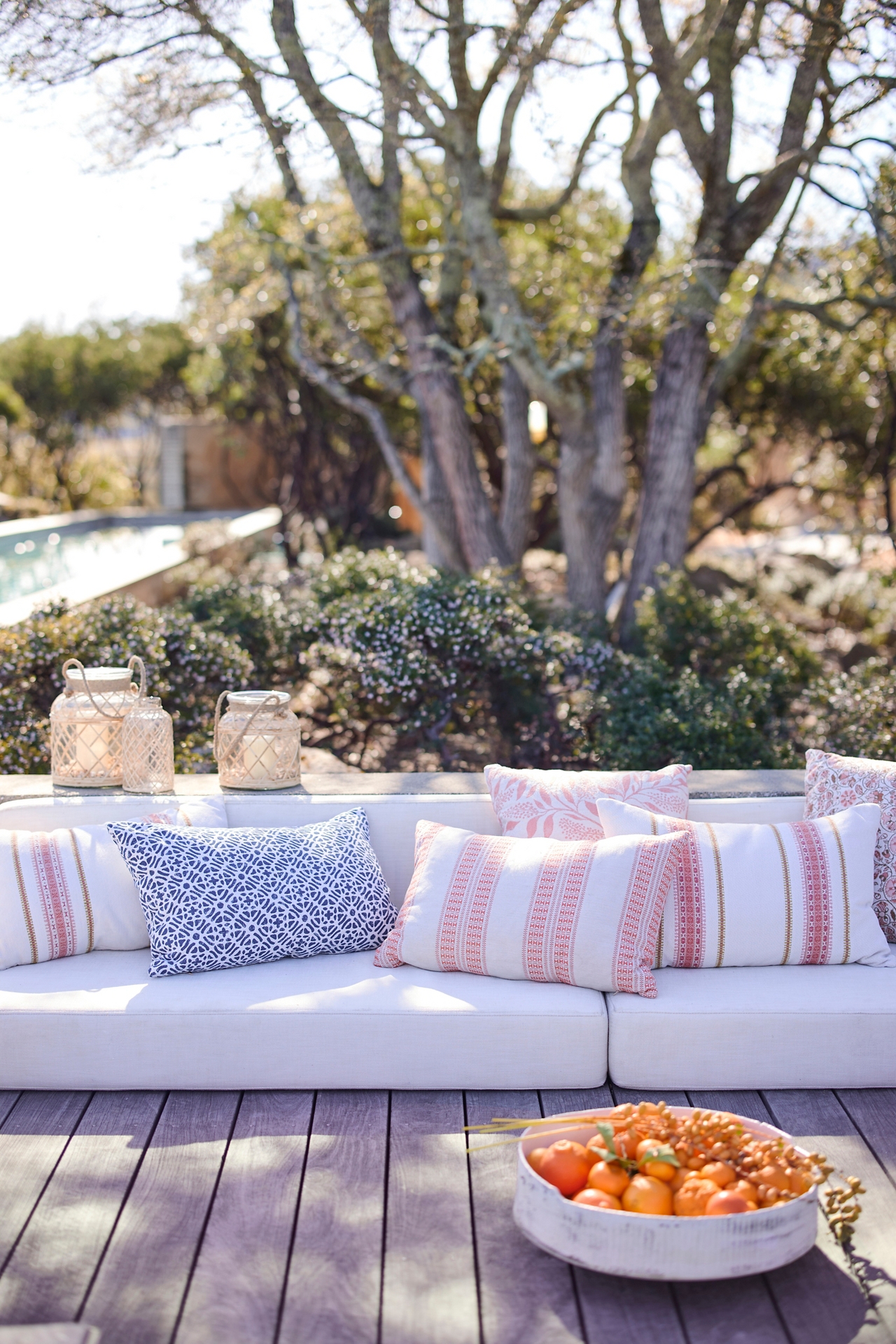 Coral Stripe Outdoor Pillow