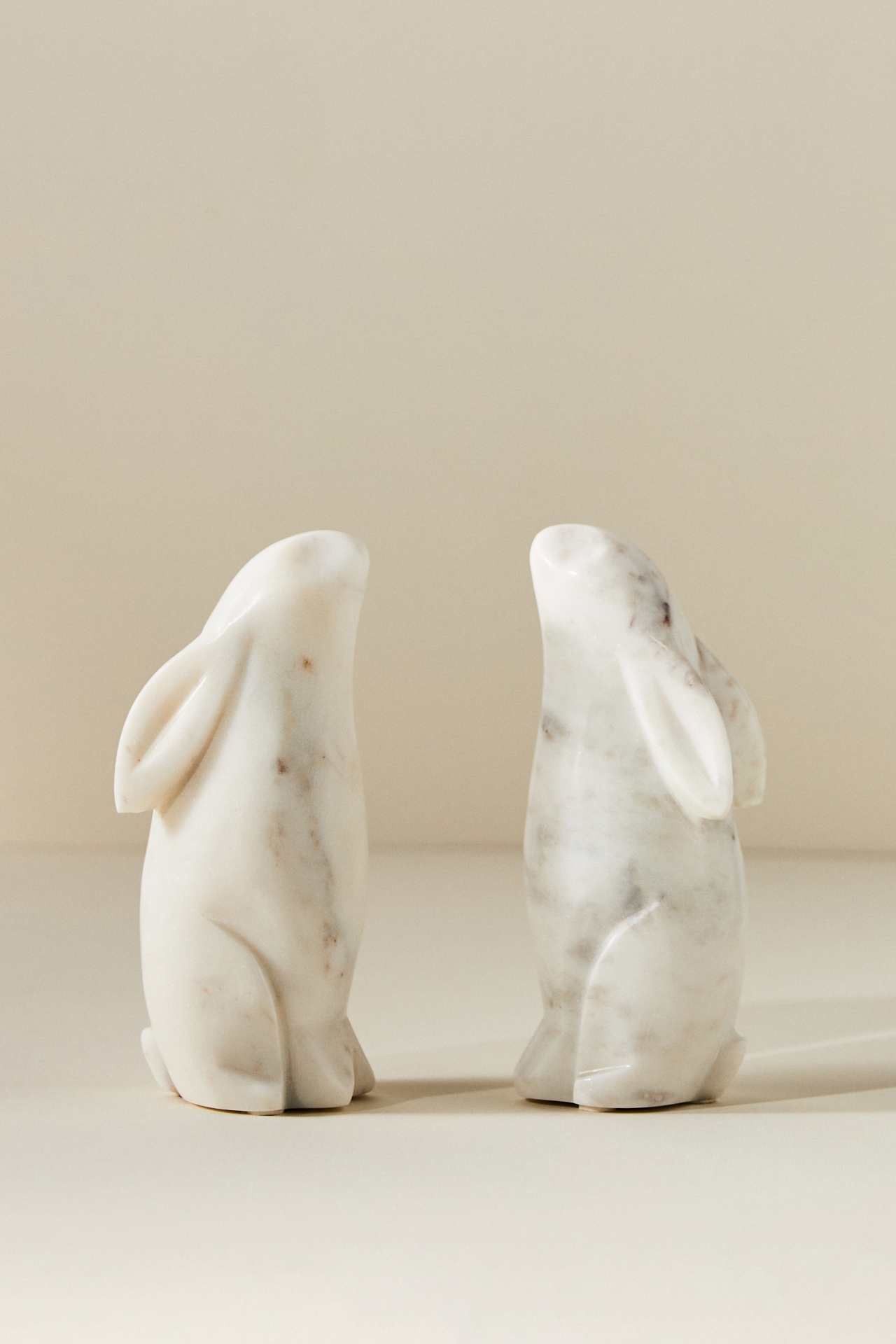 Marble Rabbit Bookends