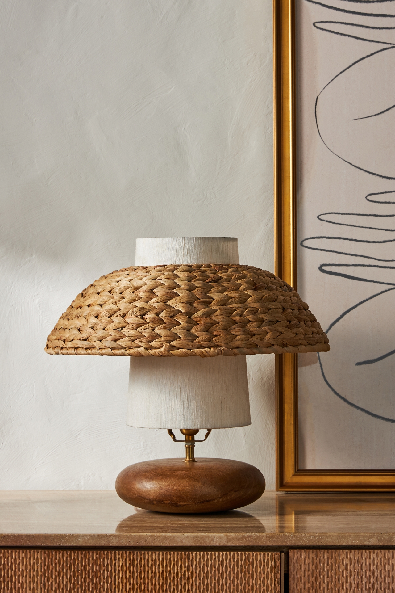 Woven Water Hyacinth Linen Lamp Shade