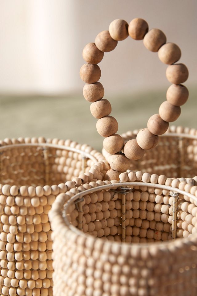 Wood Bead Utensil Holder #2