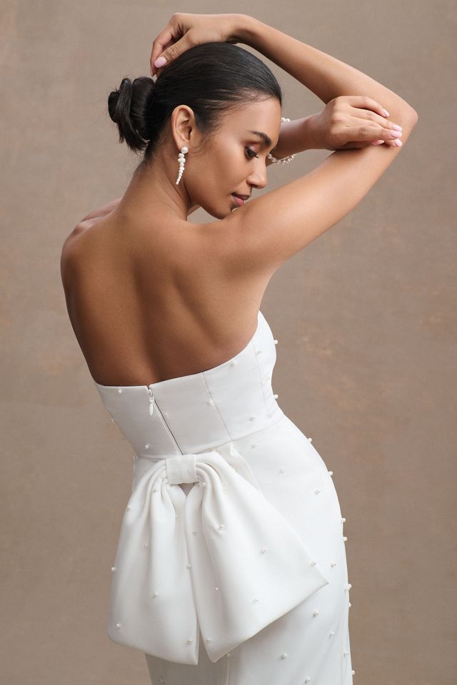 Sachin & Babi Gemma Strapless Back-Bow Pearl Midi Dress #2