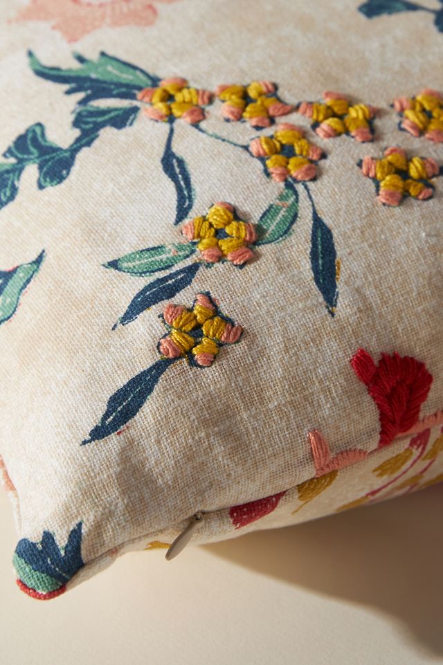 Mirelle Hand-Embroidered Cotton Pillow #5