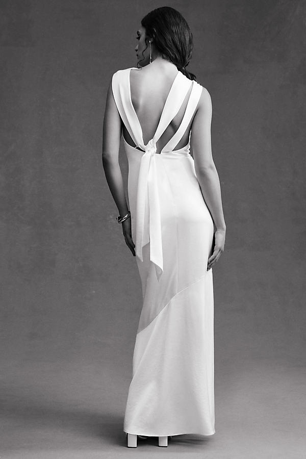 Significant Other Lana Satin High-neck Gown In White