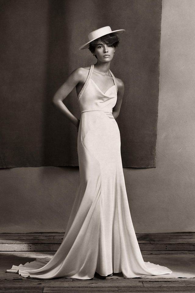 BHLDN Johanna Pearl Strap Satin Wedding Gown #5