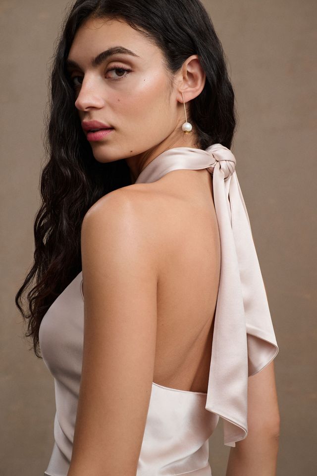 Ronny Kobo Samra Satin Twist-Halter Column Gown #2