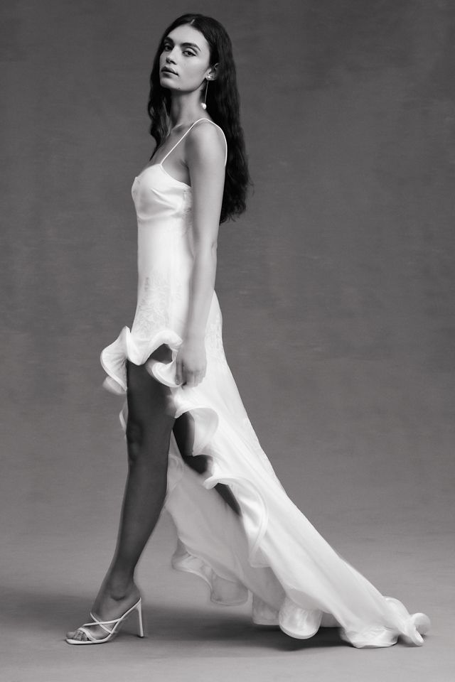 Ronny Kobo Valencia Flounce-Hem High-Low Gown #5