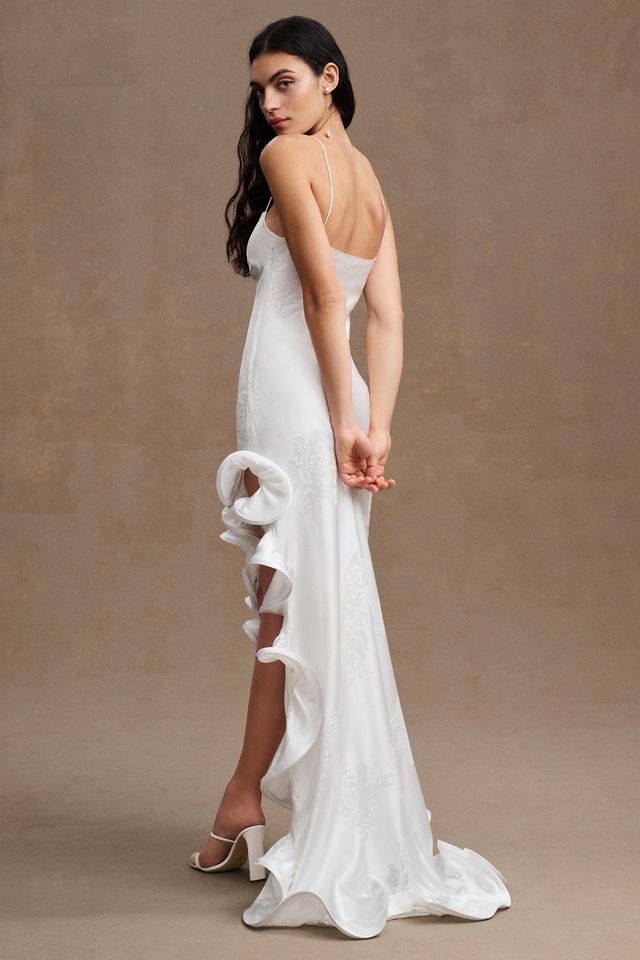 Ronny Kobo Valencia Flounce-Hem High-Low Gown #1