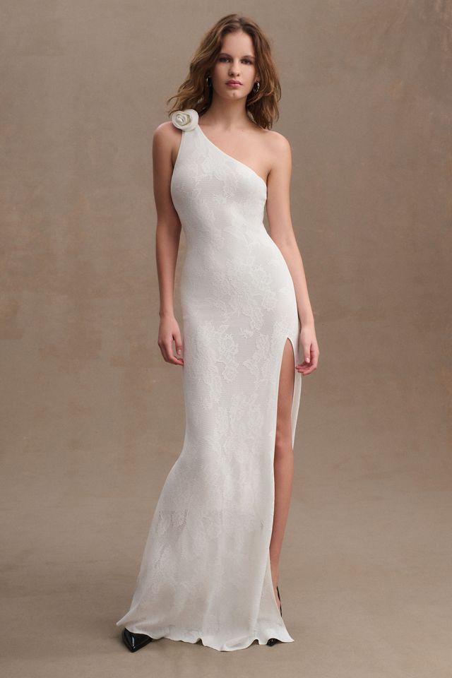 Ronny Kobo Owena One-Shoulder Side-Slit Gown #5