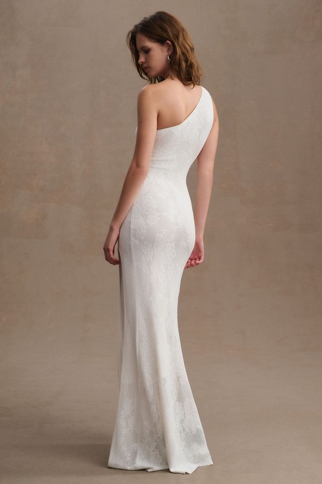 Ronny Kobo Owena One-Shoulder Side-Slit Gown #6