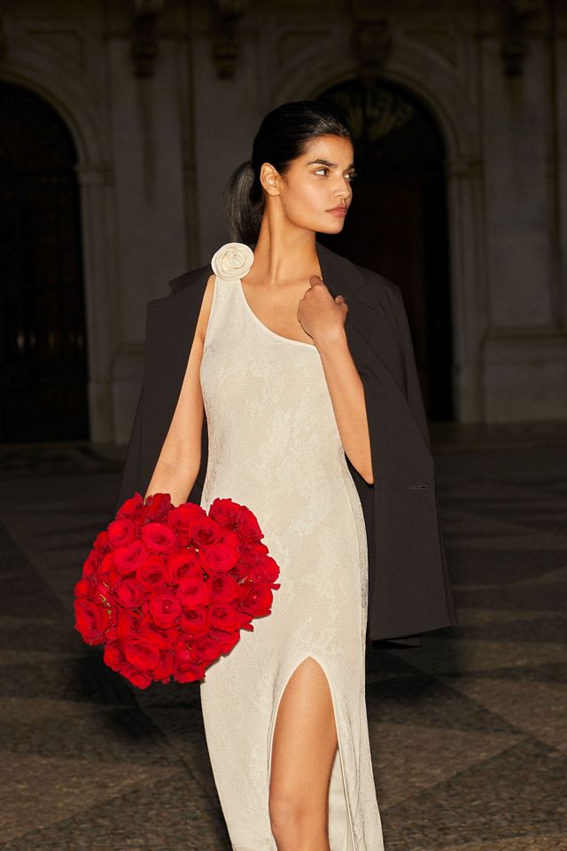 Ronny Kobo Owena One-Shoulder Side-Slit Gown #1