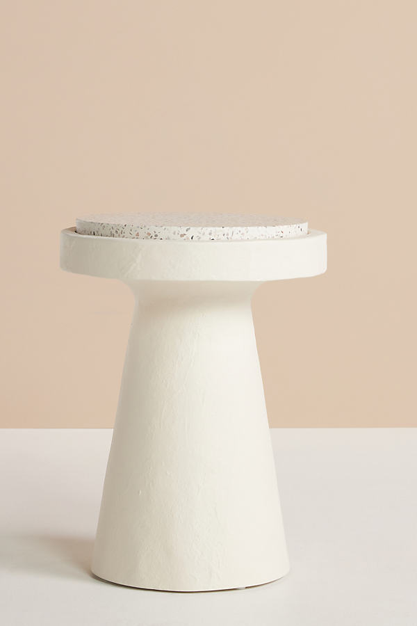 Anthropologie Terrazzo Accent Side Table In White