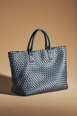 Woven Faux Leather Tote | Anthropologie