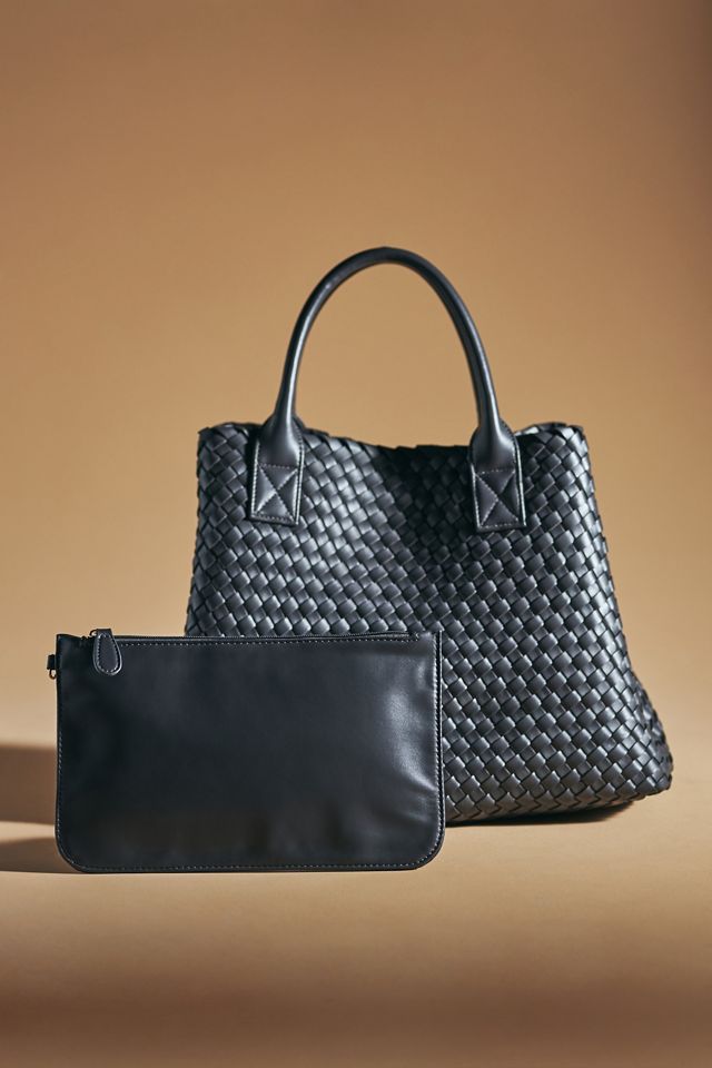 Woven Faux Leather Tote