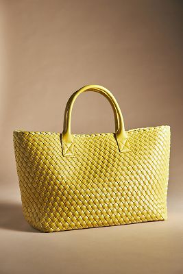 Woven Faux Leather Tote by Anthropologie in Green, Women's