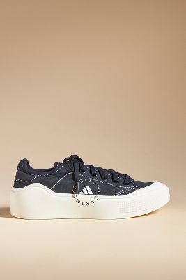 Adidas By Stella Mccartney Court Cotton Sneakers In Black