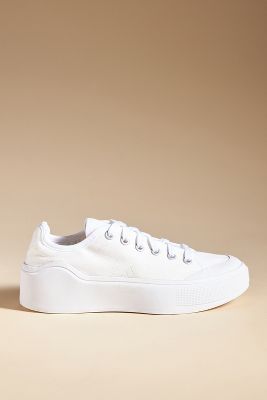 Adidas By Stella Mccartney Court Cotton Sneakers In White