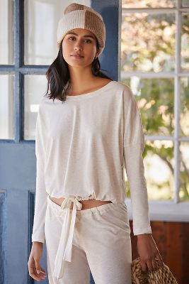 Shop Eberjey Slouchy Long-sleeve Tee In White