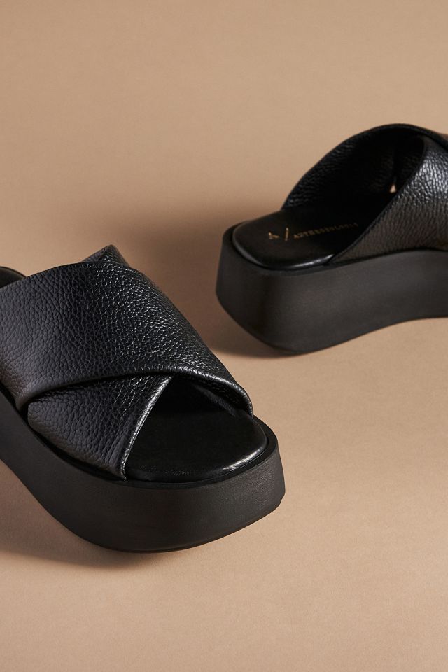 By Anthropologie Cross-Strap Platform Slide Sandals | Anthropologie