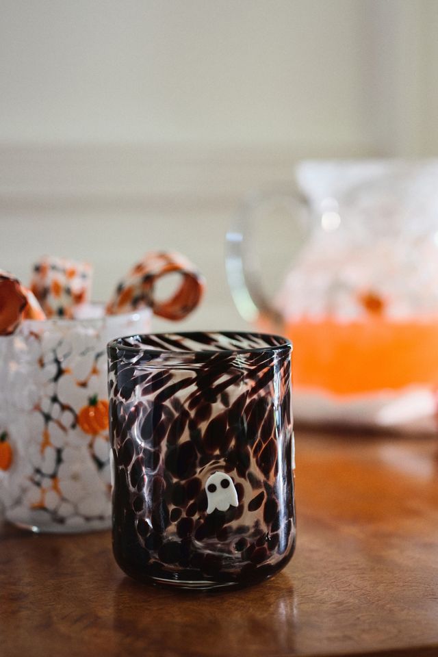 Two Nwt glass ghost tumbler cup wine glass Halloween fall Matches  Anthropologie