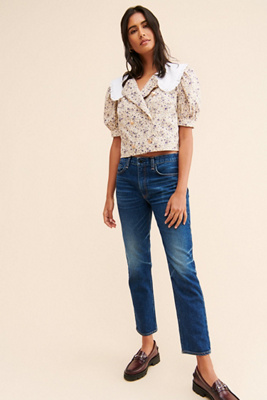 ASKK Mid Rise Blue Straight Leg Jeans | Anthropologie