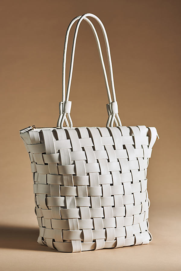 By Anthropologie Woven Faux Leather Tote In Beige