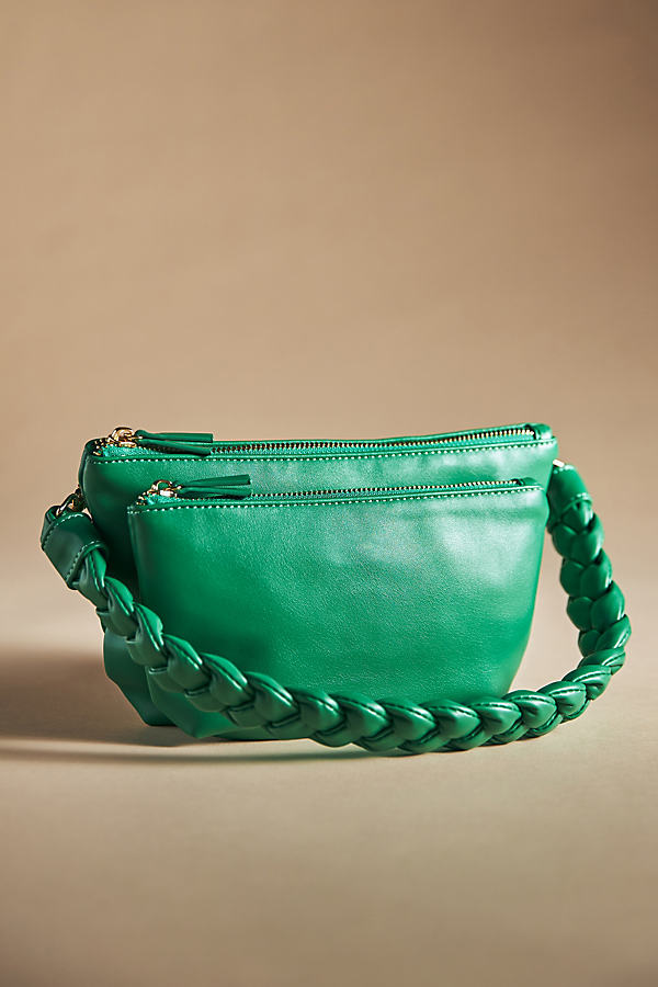 By Anthropologie Faux Leather Convertible Crossbody Bag In Green