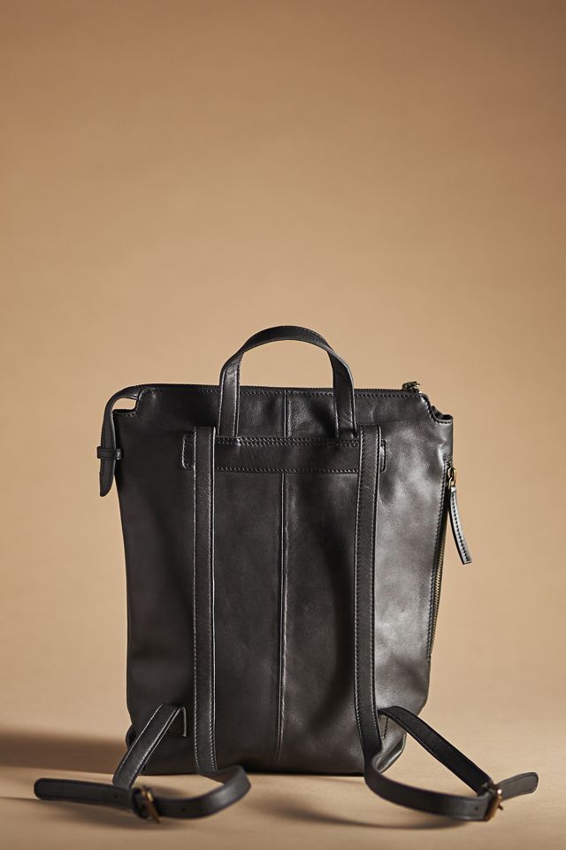 Leather Zip-Top Backpack by Anthropologie in Black, Women's