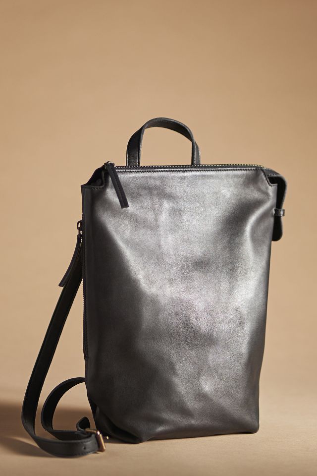 Leather Zip-Top Backpack by Anthropologie in Black, Women's