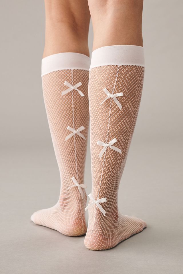 Set of Two Fishnet Bow Socks #4