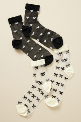 Anthropologie Set Of Two Sheer Socks In Black
