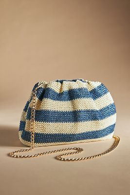 By Anthropologie The Frankie Raffia Clutch In Blue