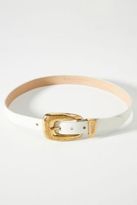Streets Ahead Engraved-Buckle Leather Belt | Anthropologie