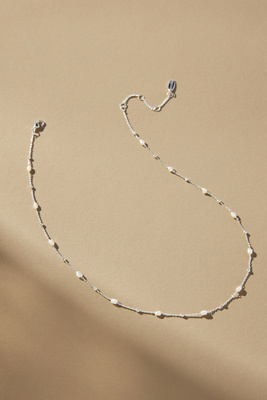 By Anthropologie Mini Pearl Necklace In Silver