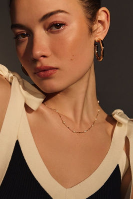 Anthropologie Women's Gold Mini Pearl Necklace