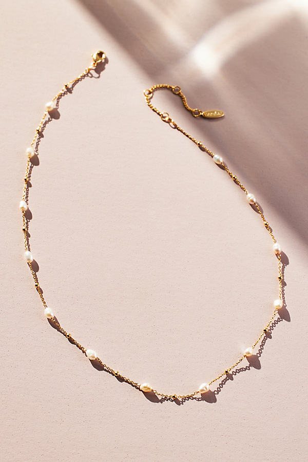By Anthropologie Mini Pearl Necklace In Gold