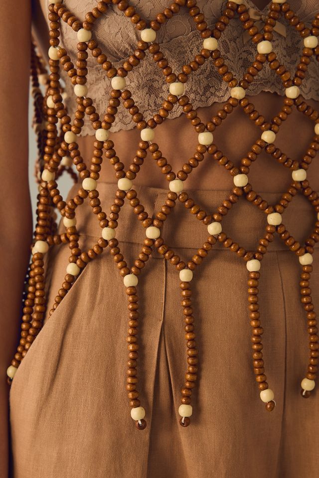 By Anthropologie Wooden Beaded Tank Layer #2