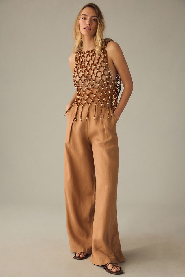By Anthropologie Wooden Beaded Tank Layer #3