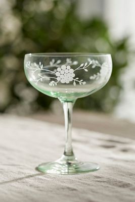 Colorful Floral Coupe Glasses, Set of 2
