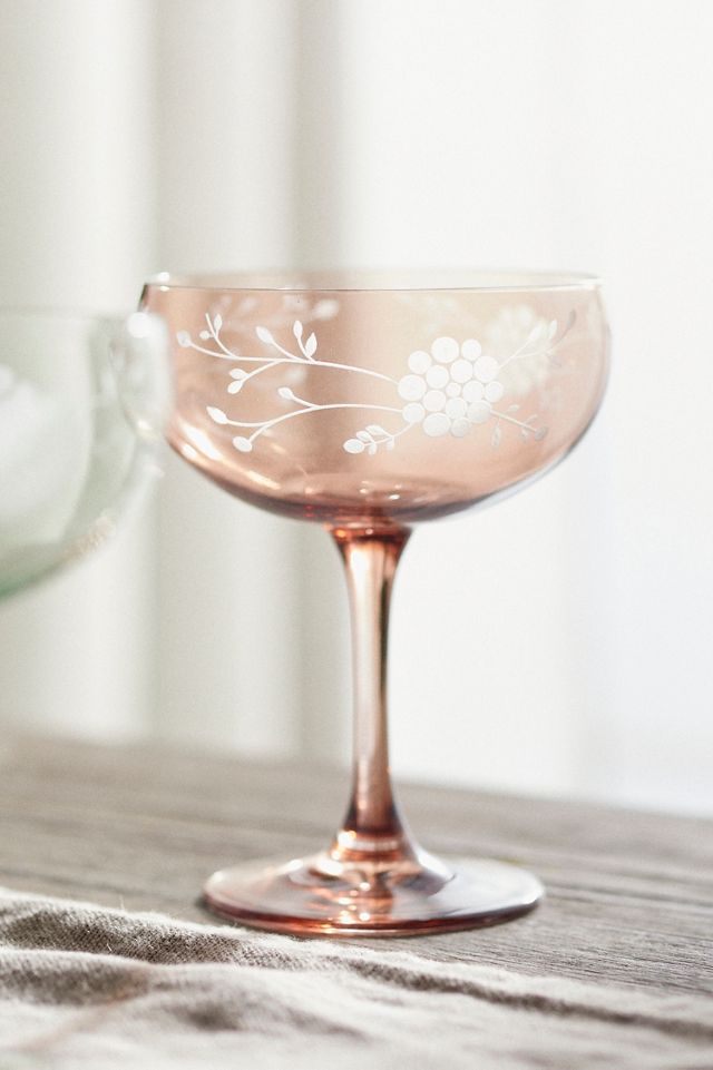 Colorful Floral Coupe Glasses, Set of 2 #2