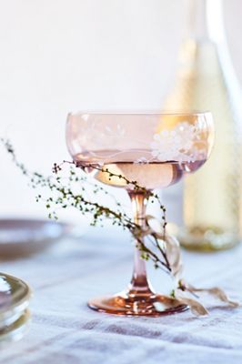 Colorful Floral Coupe Glasses, Set of 2