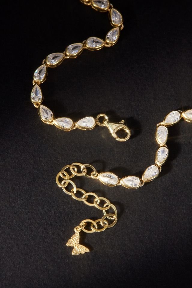 By Adina Eden 14k Gold Teardrop Bezel Tennis Necklace #1