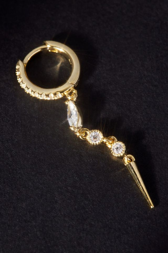 By Adina Eden 14k Pavé Dangling Spike Huggie Earring #1