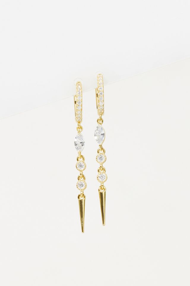 By Adina Eden 14k Pavé Dangling Spike Huggie Earring #2