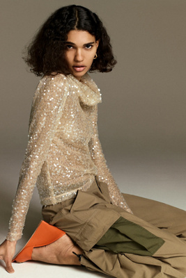 Sunday in Brooklyn Sheer Sequin Turtleneck | Anthropologie