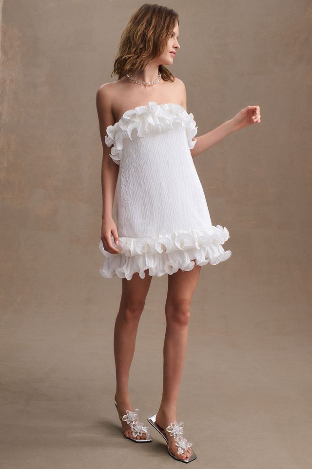 benatar ruffle mini dress For Love & Lemons Benatar Ruffle Mini Dress Foil Floral Size XS