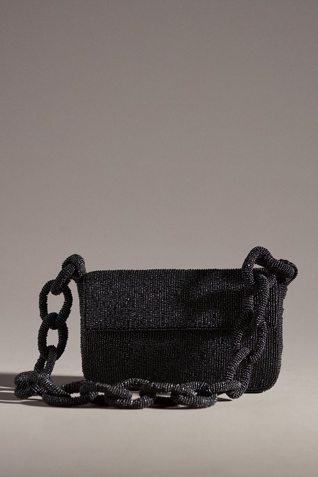 Black Quilted Silver Chain Detail Shoulder Bag