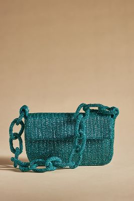 By Anthropologie Beaded Shoulder Bag In Blue