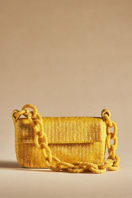 By Anthropologie Beaded Shoulder Bag In Yellow